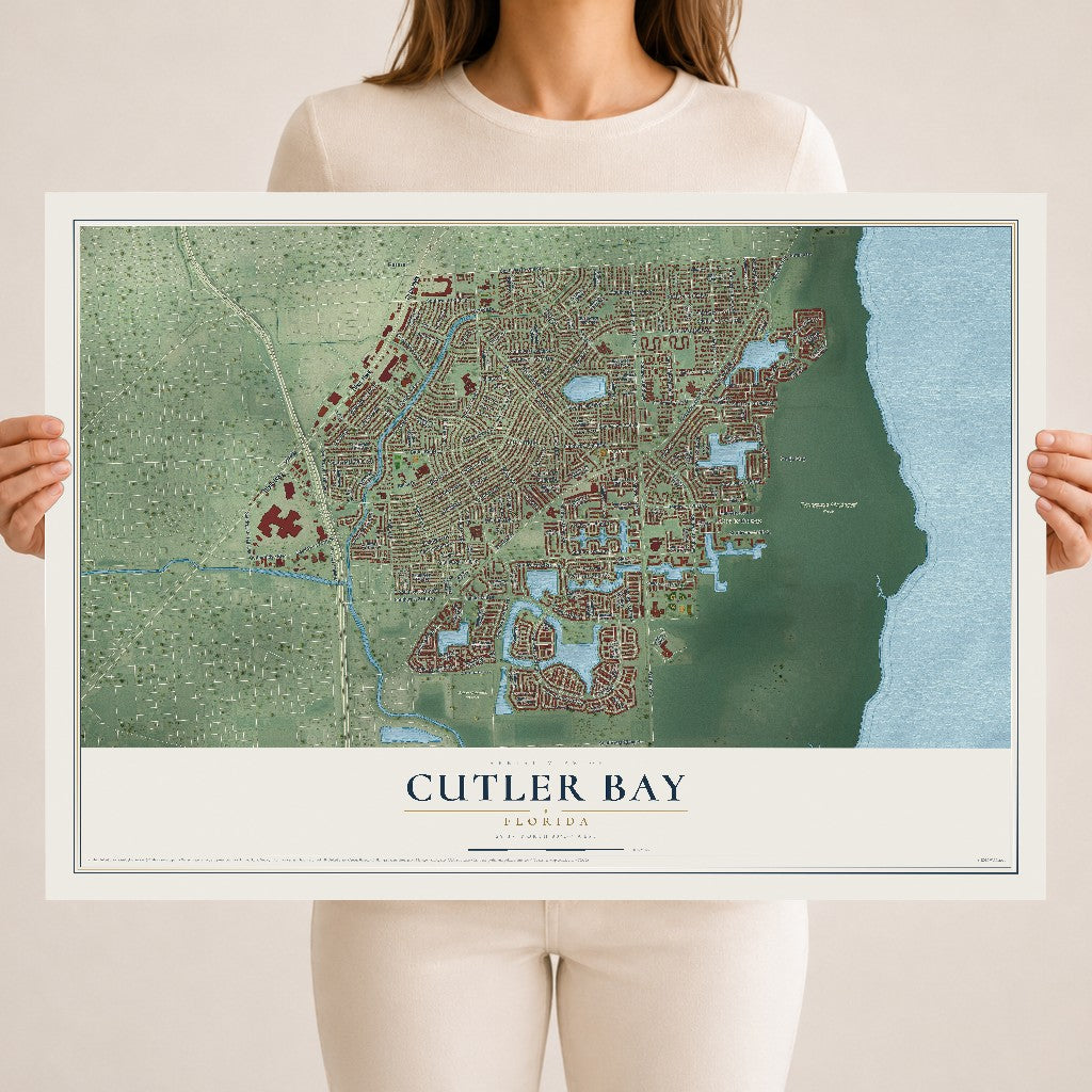 Cutler Bay, Florida map print, 18" x 24" Archival Matte Print mockup