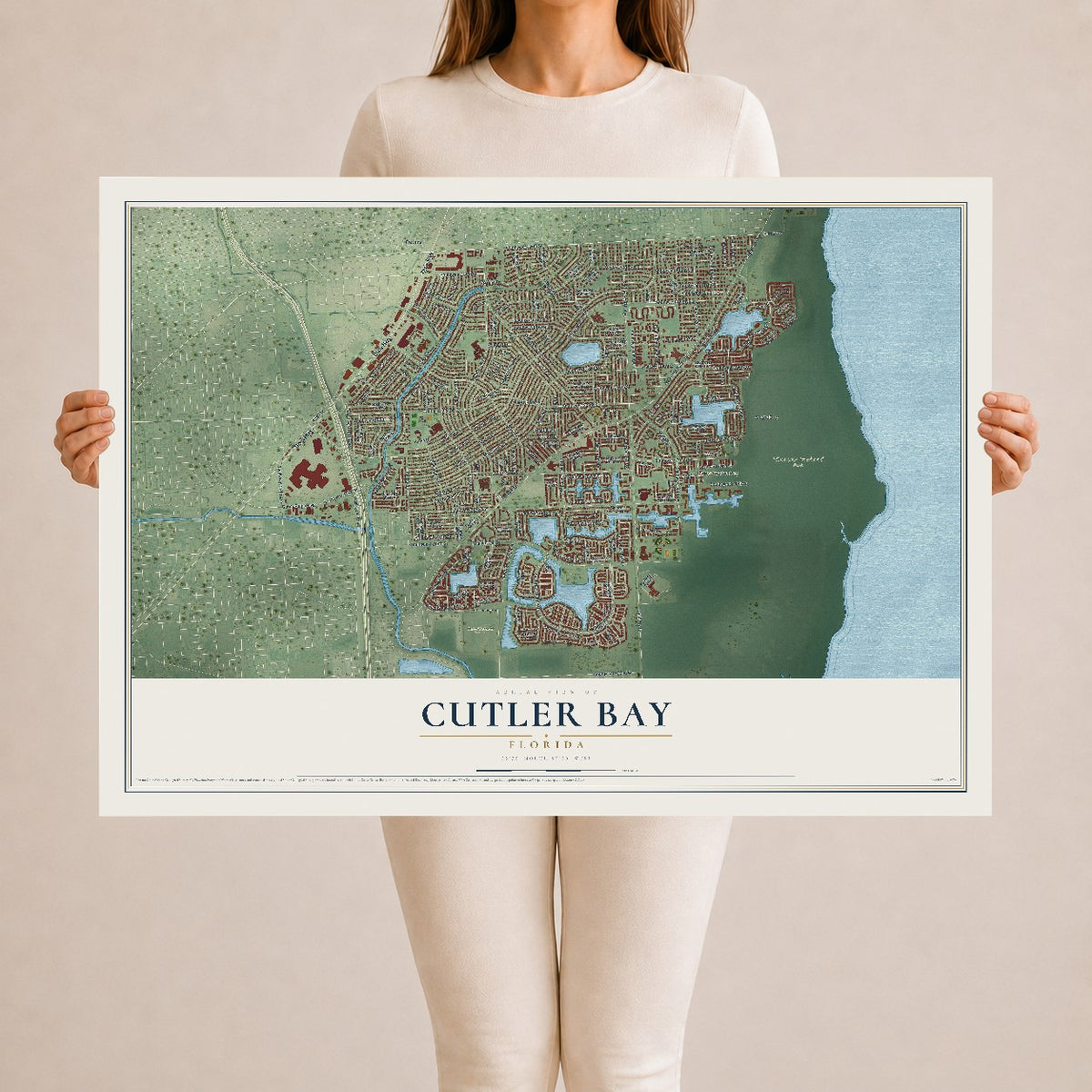 Cutler Bay, Florida map print, 24" x 36" Archival Matte Print mockup