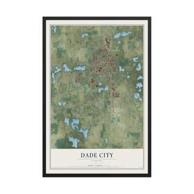 Dade City, Florida map print, 12" x 18" W/ Black Ayous Wood Frame mockup