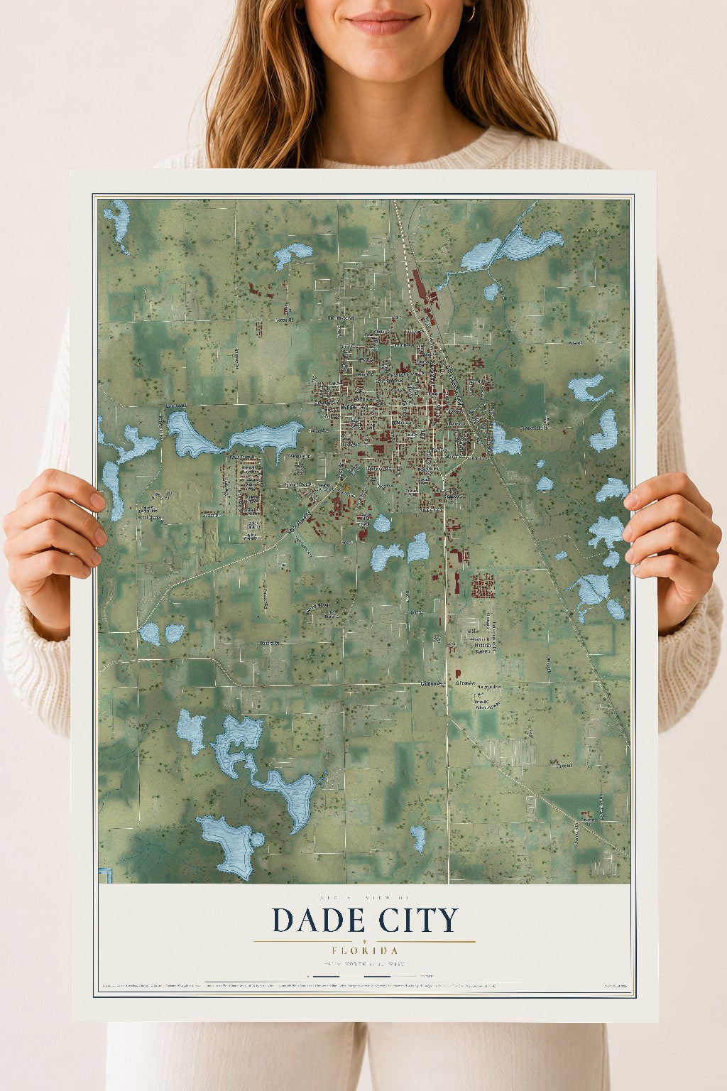 Dade City, Florida map print, 18" x 24" Archival Matte Print mockup