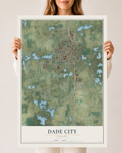Dade City, Florida map print, 24" x 36" Archival Matte Print mockup