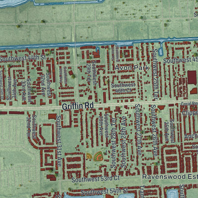 Close-up 1 of the Dania Beach, Florida map artwork