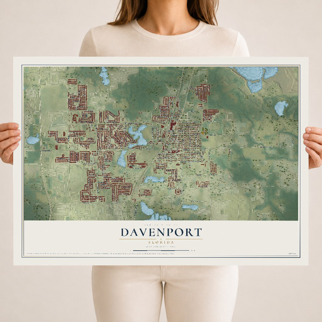 Davenport, Florida map print, 18" x 24" Archival Matte Print mockup