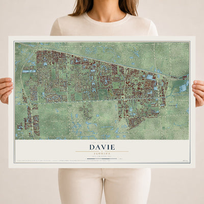 Davie, Florida map print, 18" x 24" Archival Matte Print mockup
