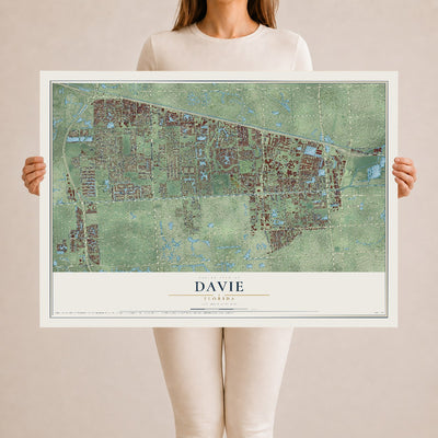 Davie, Florida map print, 24" x 36" Archival Matte Print mockup