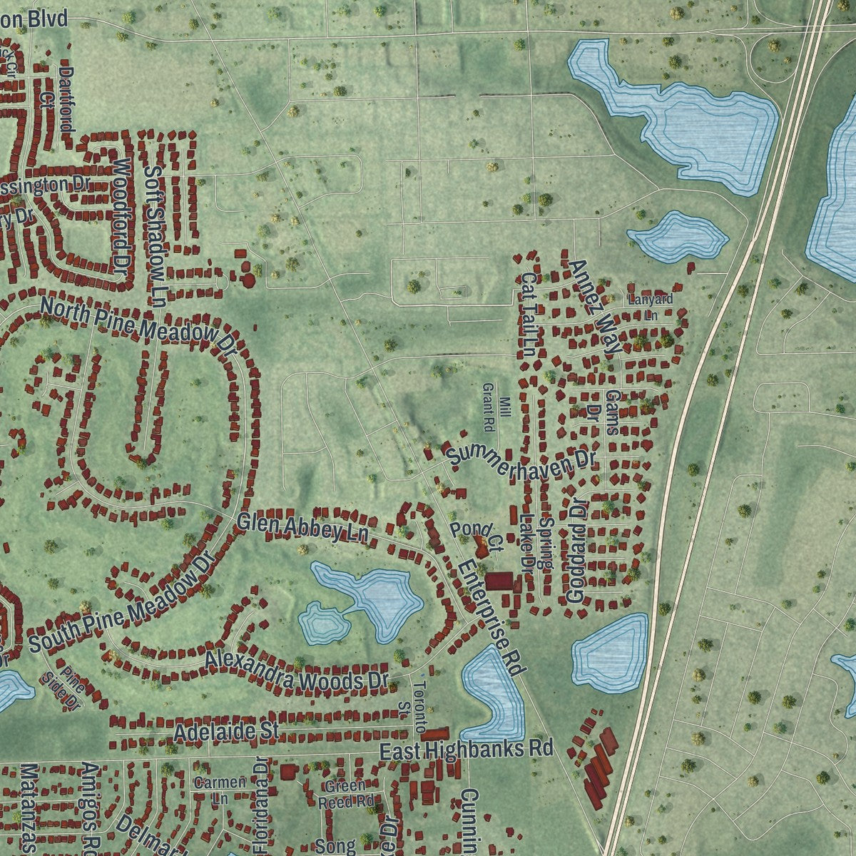 Close-up 2 of the DeBary, Florida map artwork