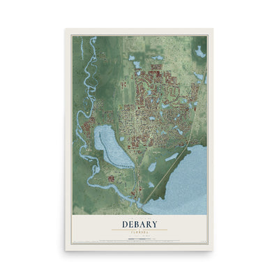 DeBary, Florida map print, 12" x 18" Archival Matte Print mockup
