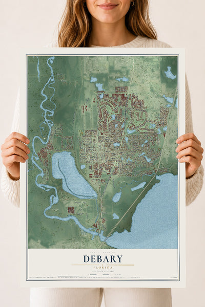 DeBary, Florida map print, 18" x 24" Archival Matte Print mockup
