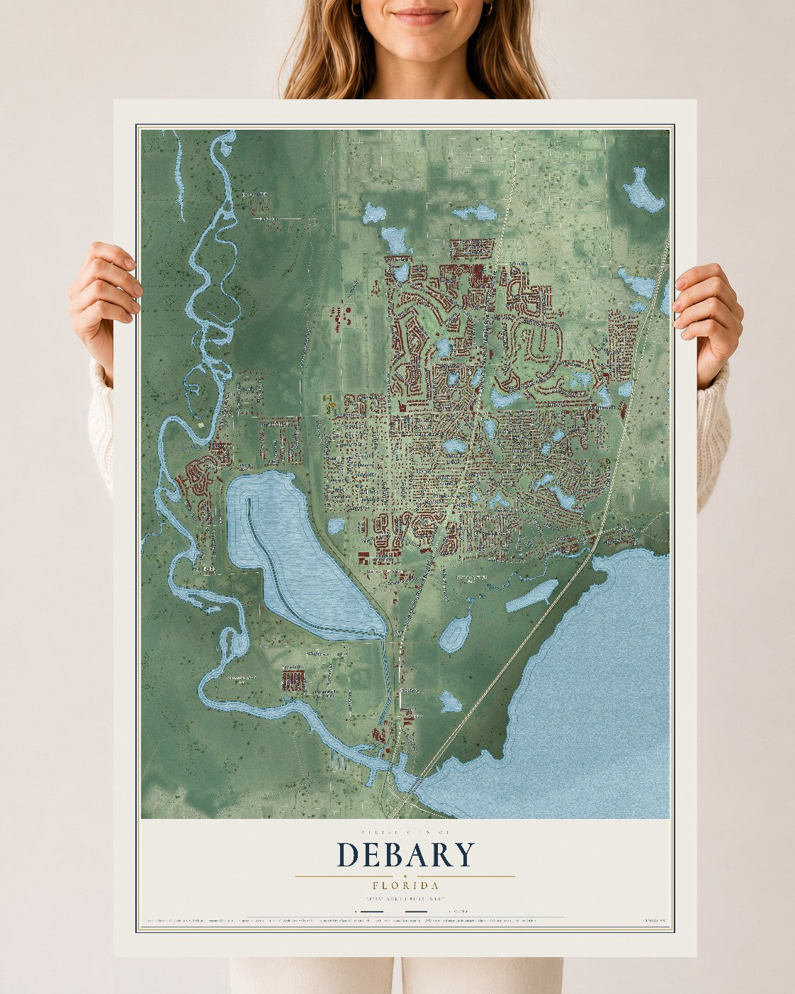 DeBary, Florida map print, 24" x 36" Archival Matte Print mockup