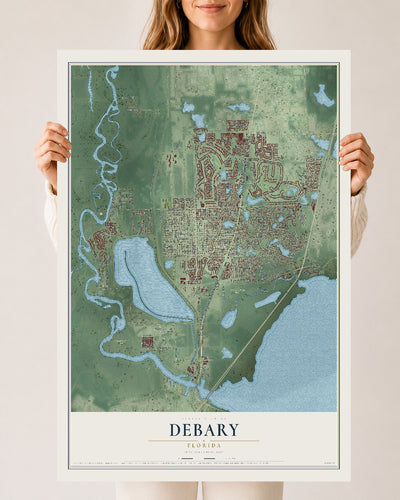 DeBary, Florida map print, 24" x 36" Archival Matte Print mockup