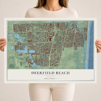 Deerfield Beach, Florida map print, 18" x 24" Archival Matte Print mockup
