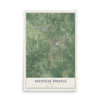 DeFuniak Springs, Florida map print, 12" x 18" Archival Matte Print mockup