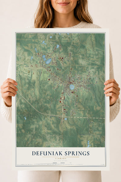 DeFuniak Springs, Florida map print, 18" x 24" Archival Matte Print mockup