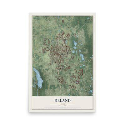 DeLand, Florida map print, 12" x 18" Archival Matte Print mockup
