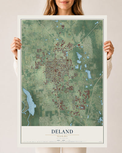 DeLand, Florida map print, 24" x 36" Archival Matte Print mockup