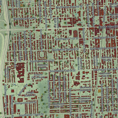 Close-up 1 of the Delray Beach, Florida map artwork