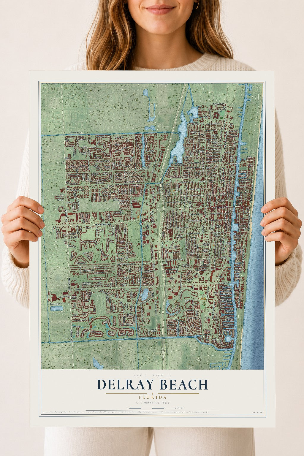 Delray Beach, Florida map print, 18" x 24" Archival Matte Print mockup