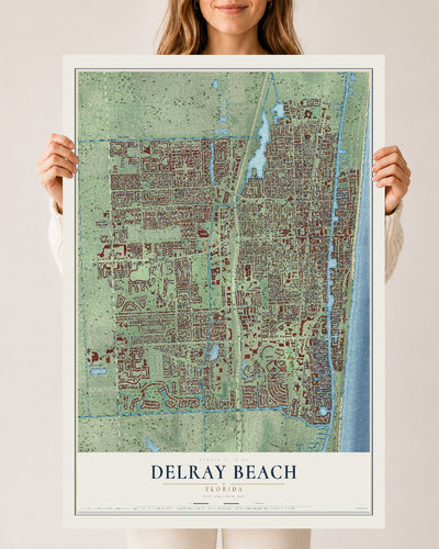 Delray Beach, Florida map print, 24" x 36" Archival Matte Print mockup