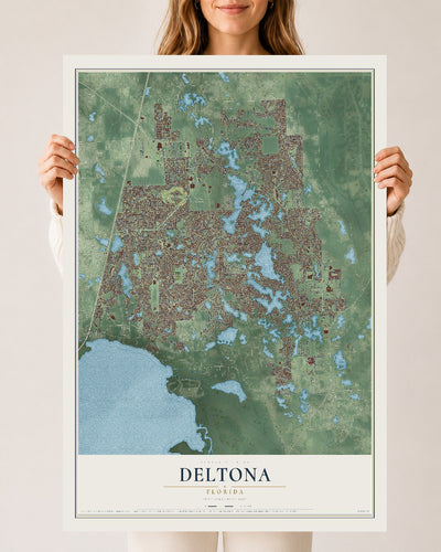 Deltona, Florida map print, 24" x 36" Archival Matte Print mockup