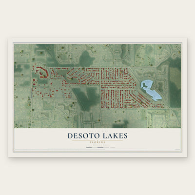 Desoto Lakes, Florida map print, the full design