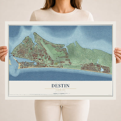 Destin, Florida map print, 18" x 24" Archival Matte Print mockup