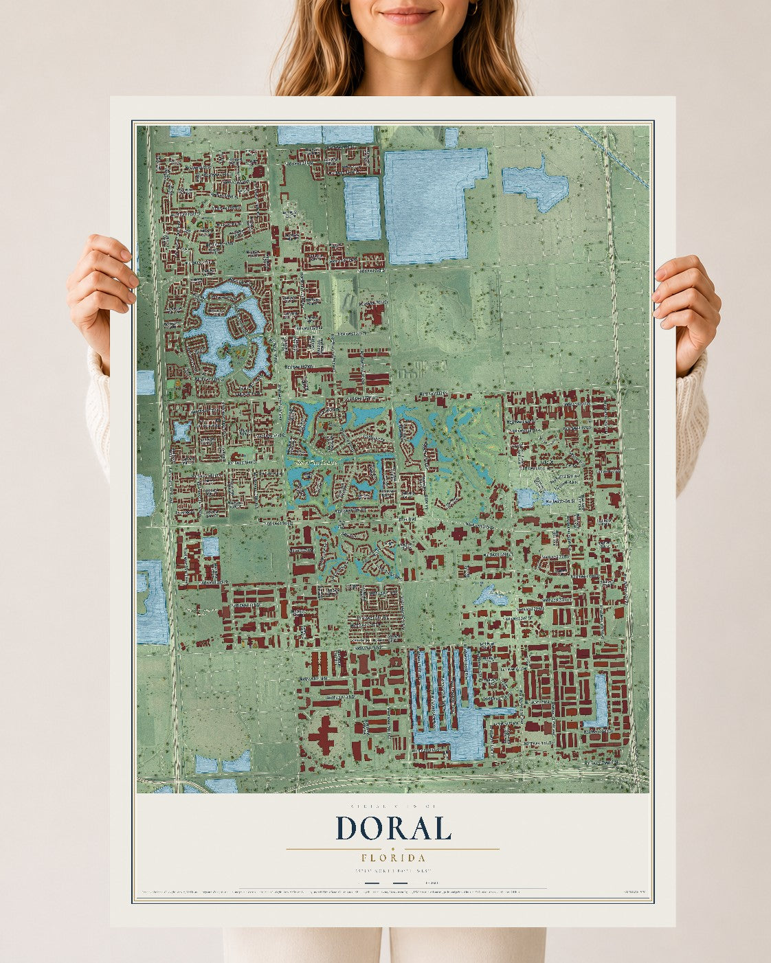 Doral, Florida map print, 24" x 36" Archival Matte Print mockup