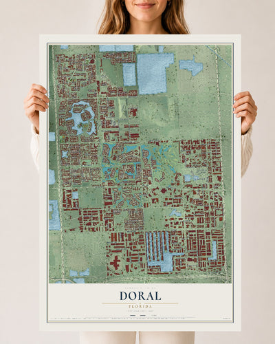Doral, Florida map print, 24" x 36" Archival Matte Print mockup