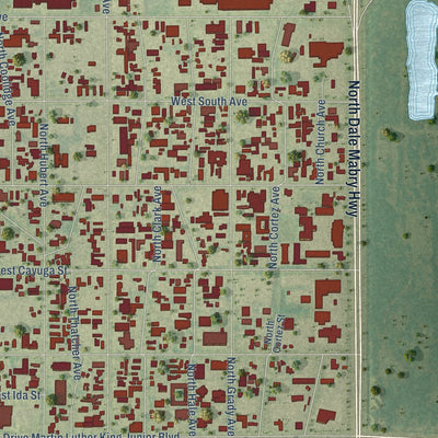 Close-up of the map of Drew Park, Florida print showing street and building detail