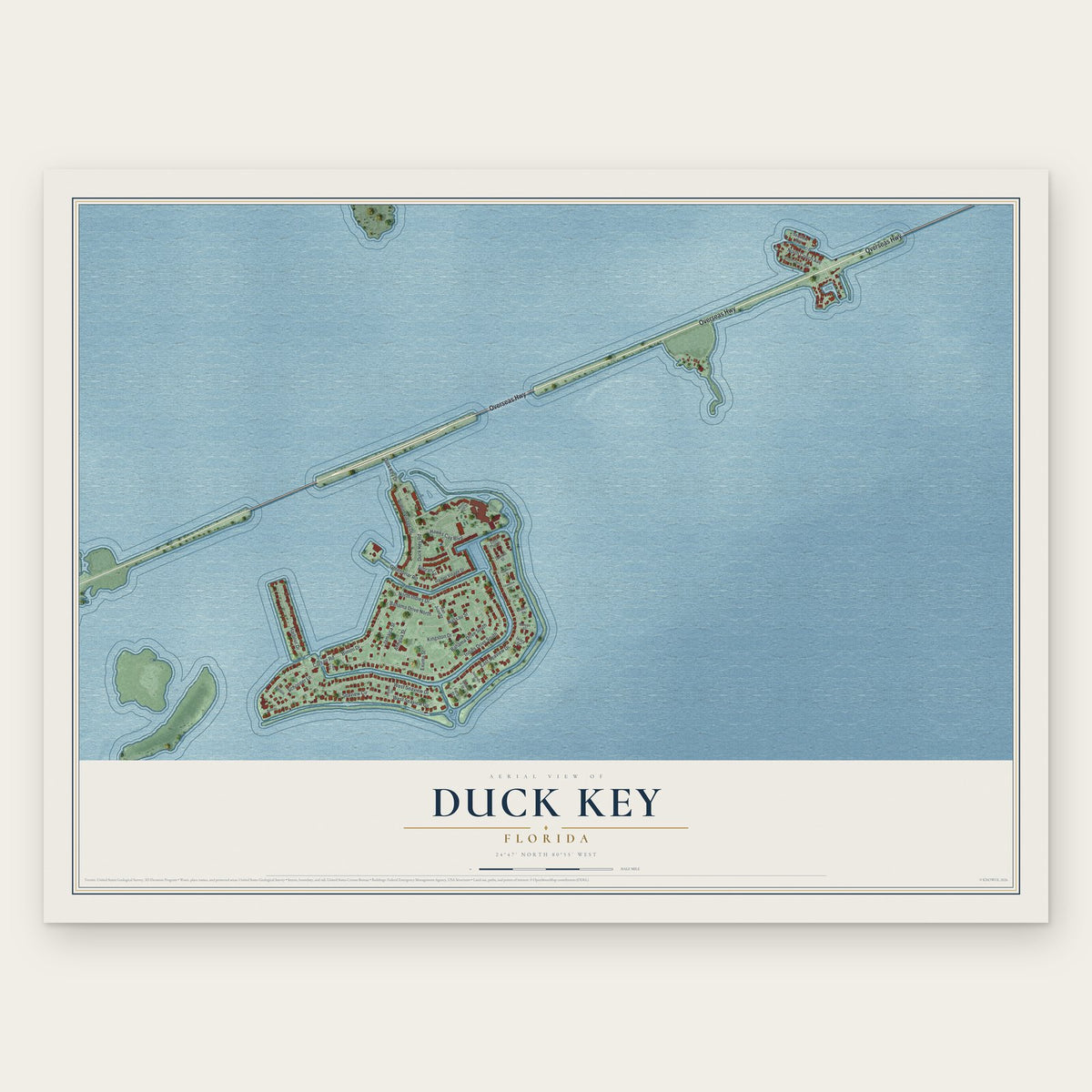 Duck Key, Florida map print, the full design