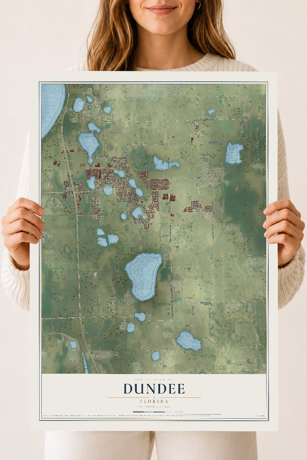 Dundee, Florida map print, 18" x 24" Archival Matte Print mockup