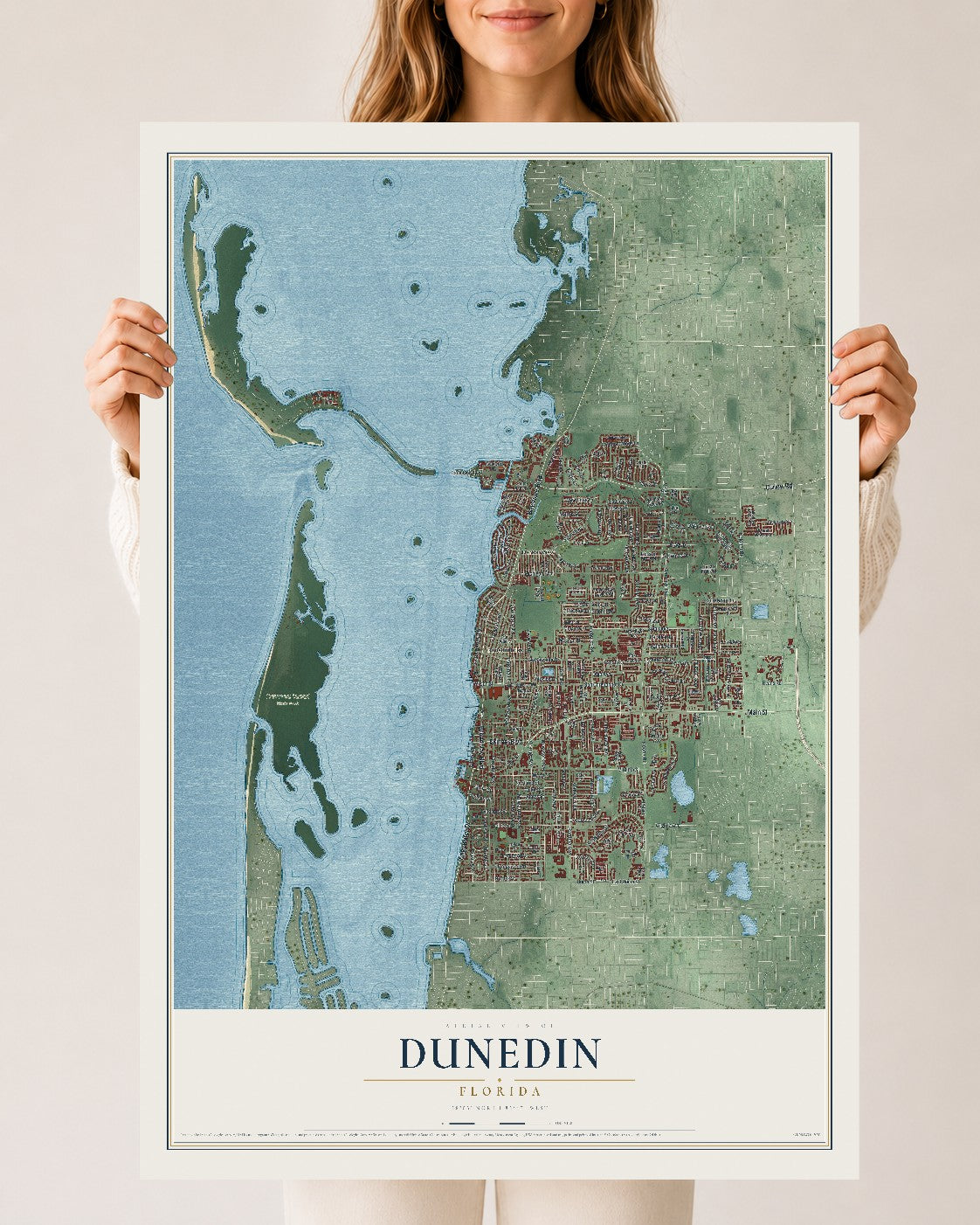 Dunedin, Florida map print, 24" x 36" Archival Matte Print mockup
