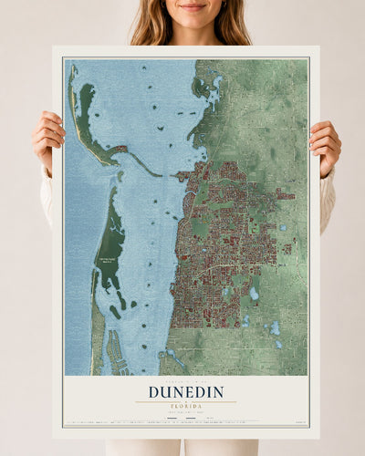 Dunedin, Florida map print, 24" x 36" Archival Matte Print mockup