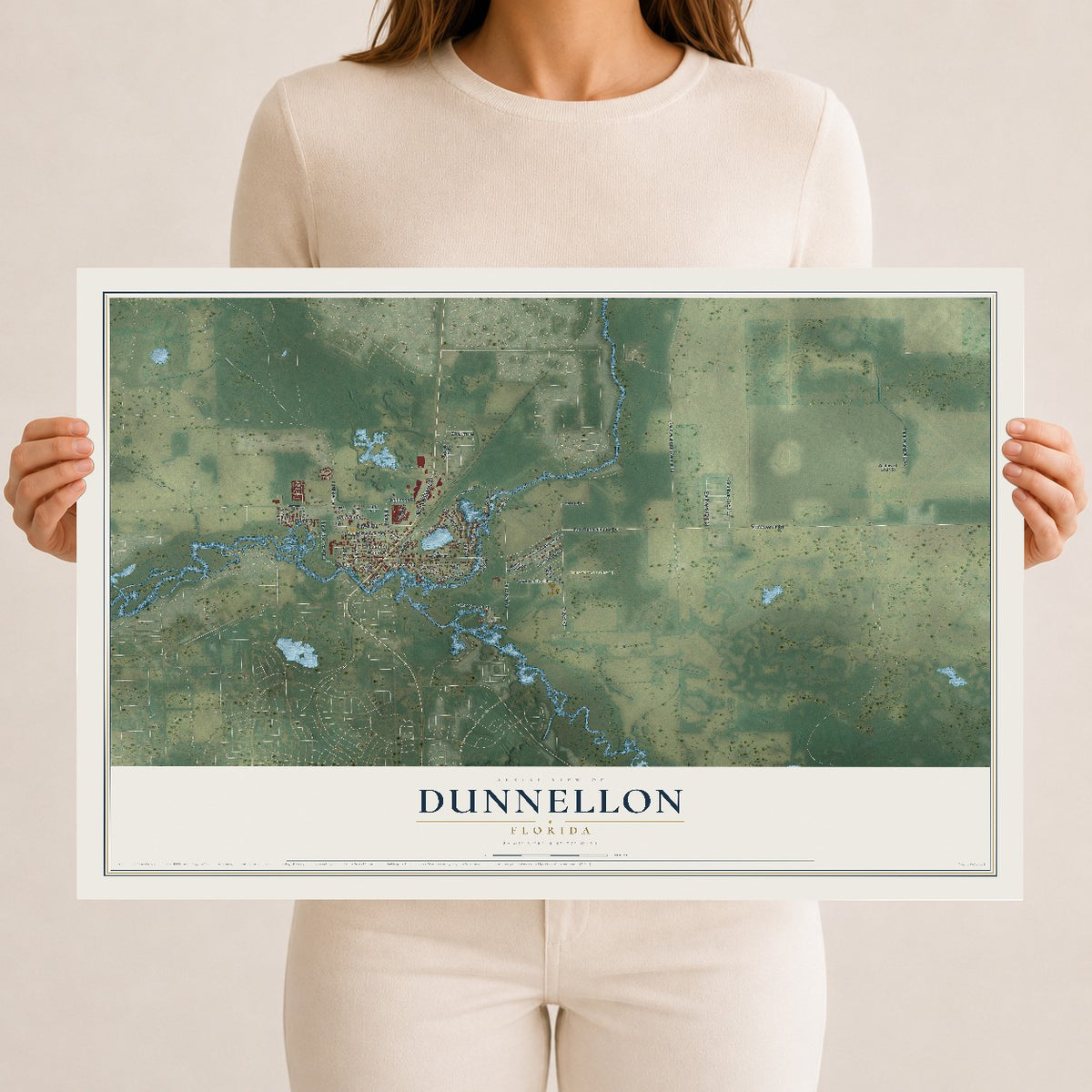 Dunnellon, Florida map print, 12" x 18" Archival Matte Print mockup