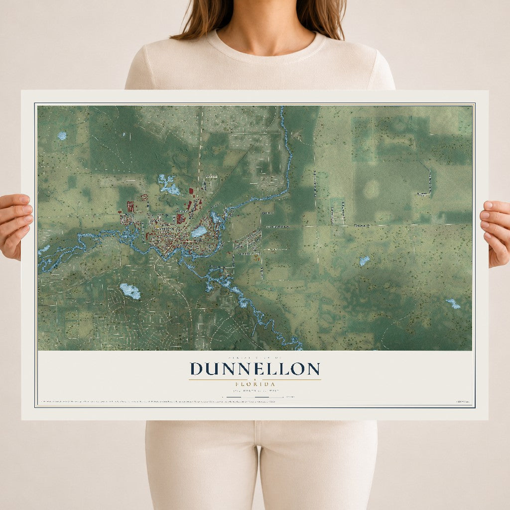 Dunnellon, Florida map print, 18" x 24" Archival Matte Print mockup