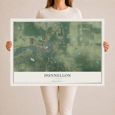 Dunnellon, Florida map print, 24" x 36" Archival Matte Print mockup