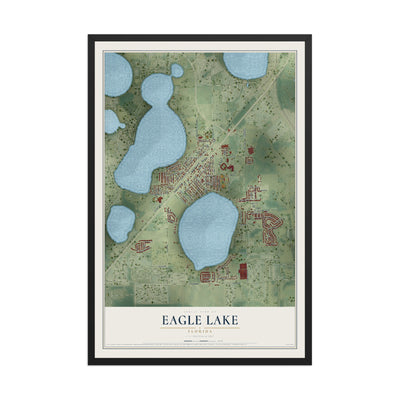 Eagle Lake, Florida map print, 12" x 18" W/ Black Ayous Wood Frame mockup