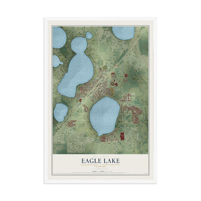 Eagle Lake, Florida map print, 12" x 18" W/ White Ayous Wood Frame mockup