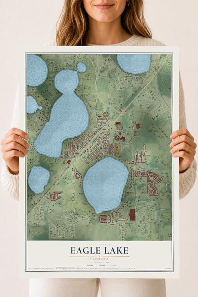 Eagle Lake, Florida map print, 18" x 24" Archival Matte Print mockup