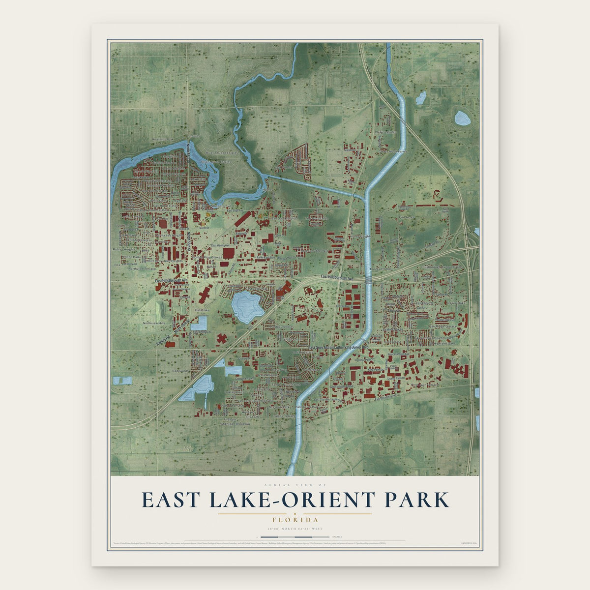 East Lake-Orient Park, Florida map print, the full design