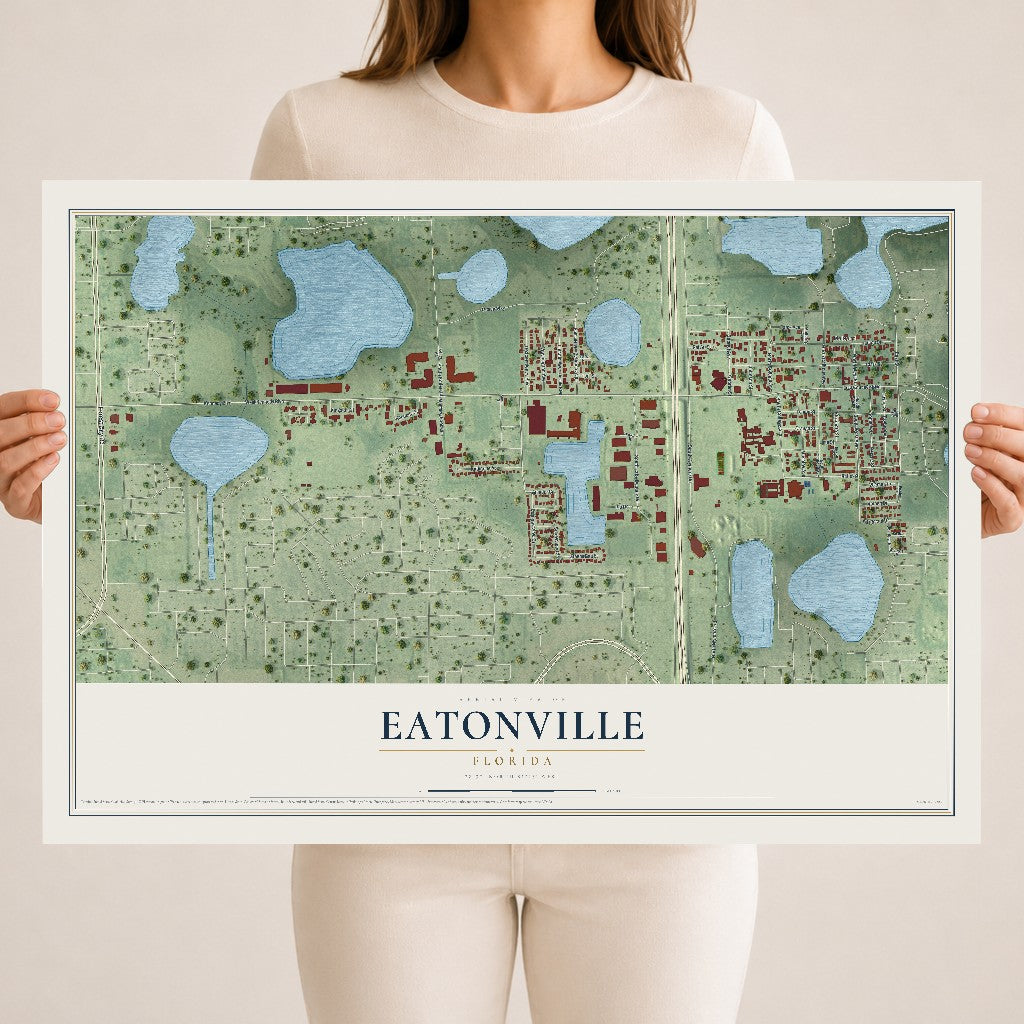 Eatonville, Florida map print, 18" x 24" Archival Matte Print mockup