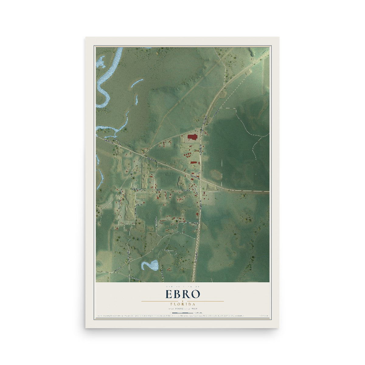 Ebro, Florida map print, 12" x 18" Archival Matte Print mockup