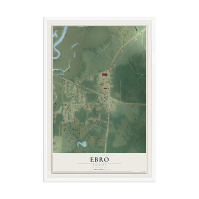 Ebro, Florida map print, 12" x 18" W/ White Ayous Wood Frame mockup