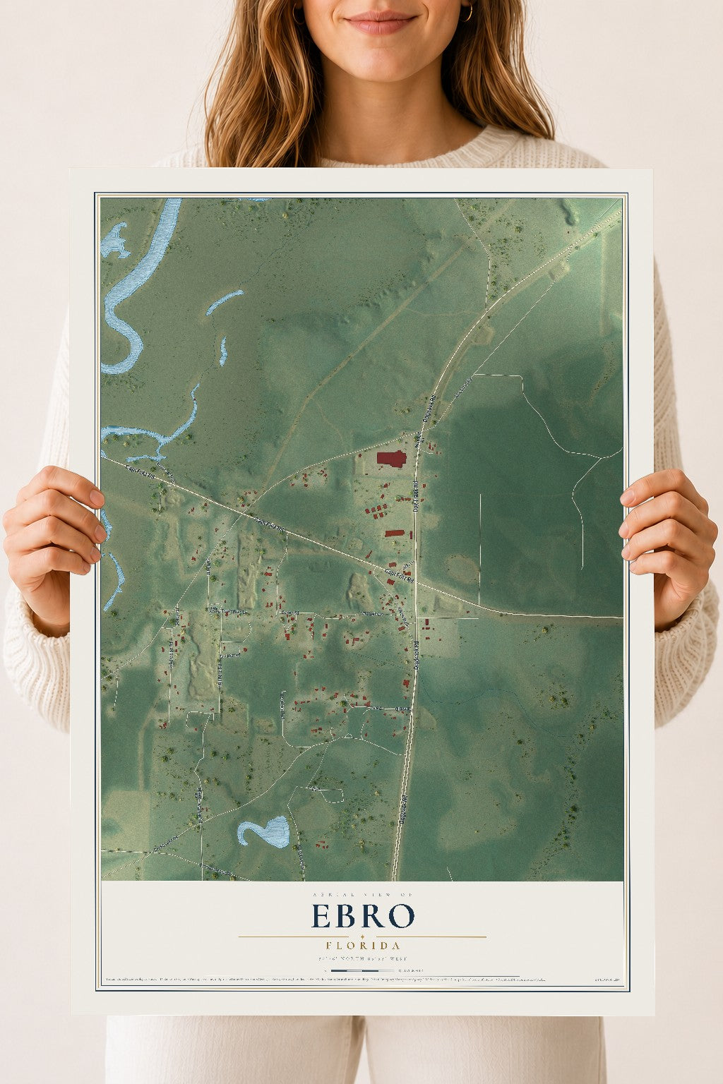 Ebro, Florida map print, 18" x 24" Archival Matte Print mockup