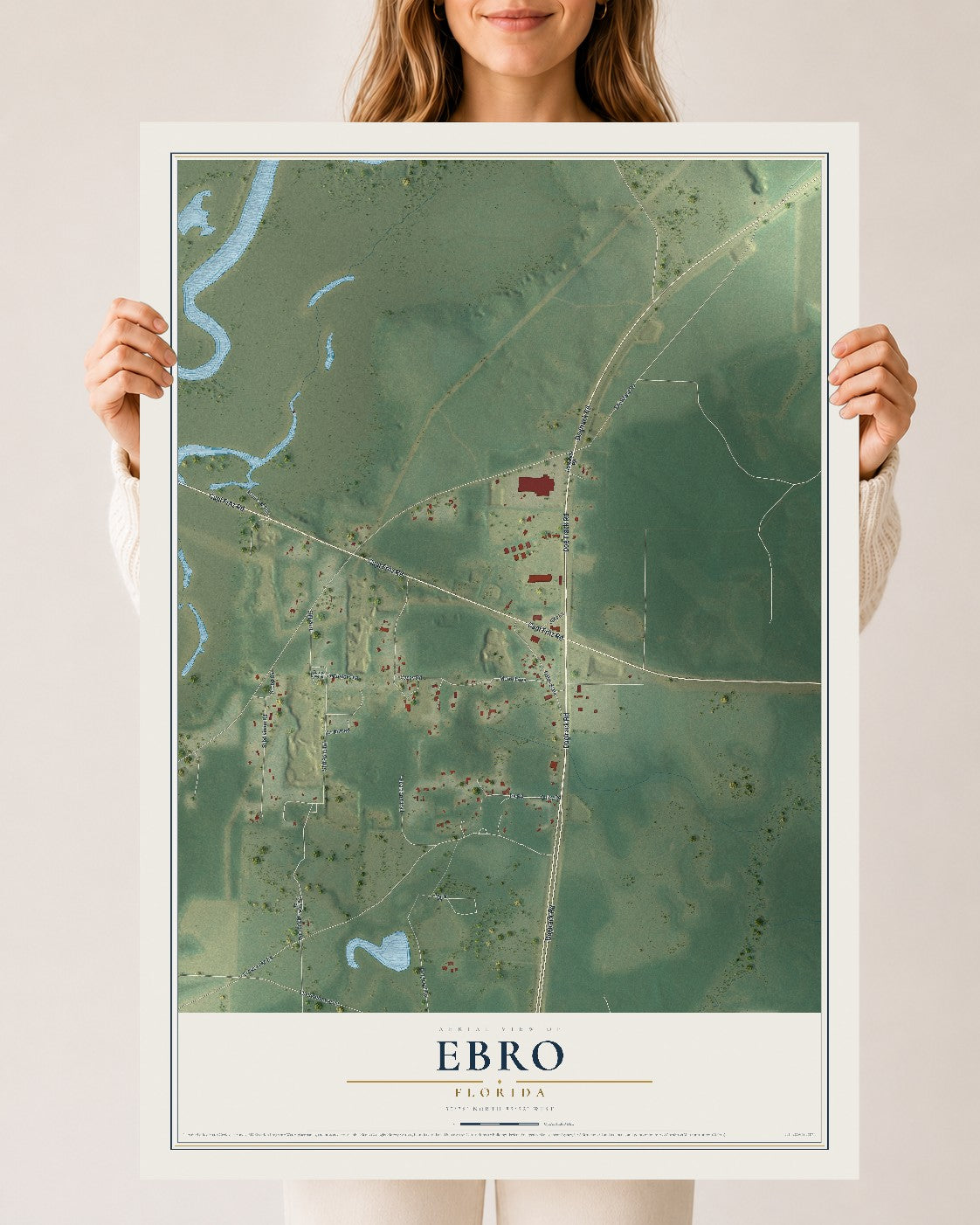 Ebro, Florida map print, 24" x 36" Archival Matte Print mockup
