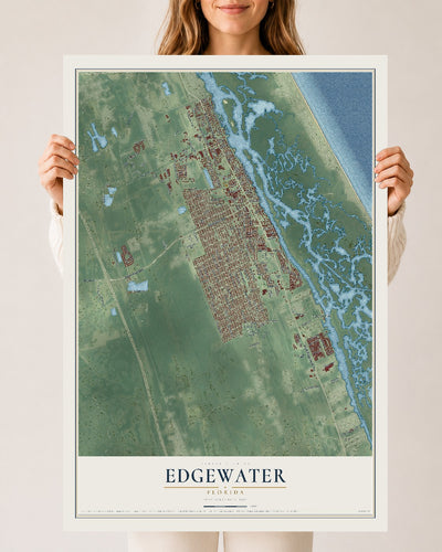 Edgewater, Florida map print, 24" x 36" Archival Matte Print mockup