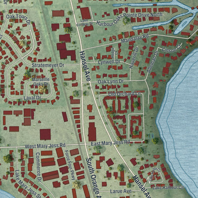 Close-up 1 of the Edgewood, Florida map artwork