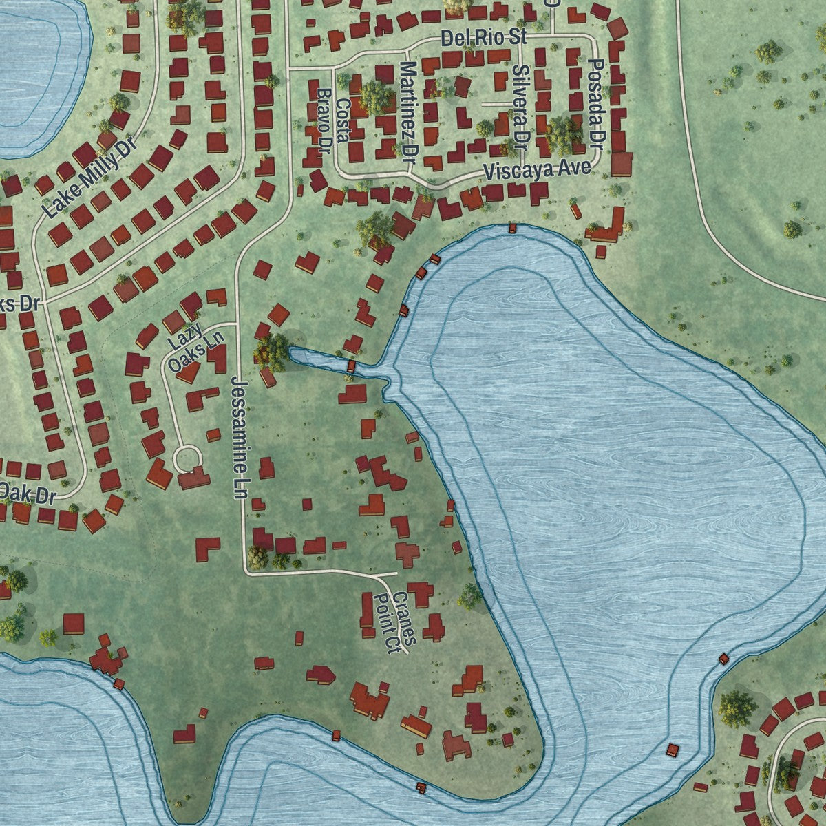 Close-up 2 of the Edgewood, Florida map artwork