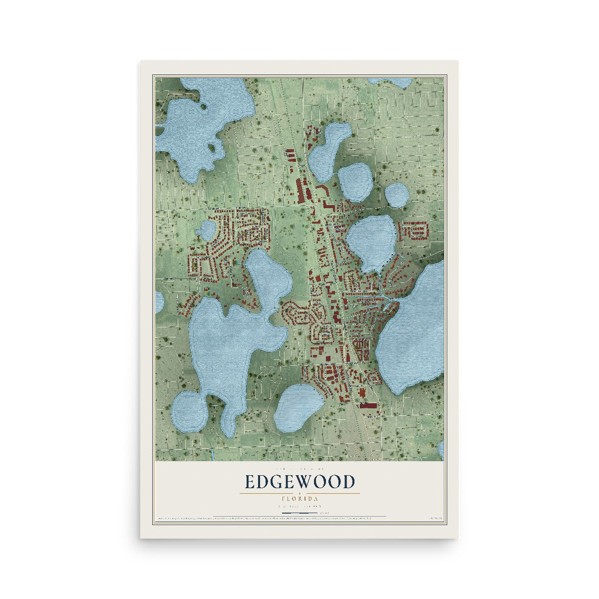 Edgewood, Florida map print, 12" x 18" Archival Matte Print mockup