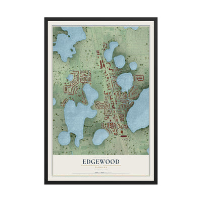 Edgewood, Florida map print, 12" x 18" W/ Black Ayous Wood Frame mockup