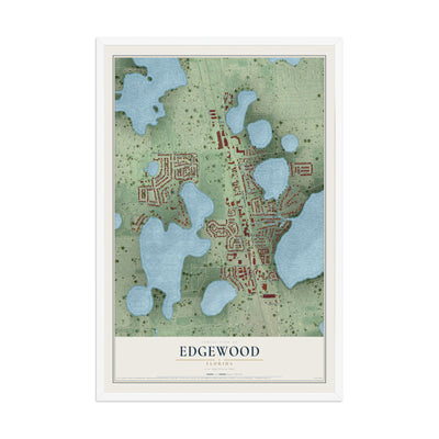 Edgewood, Florida map print, 12" x 18" W/ White Ayous Wood Frame mockup